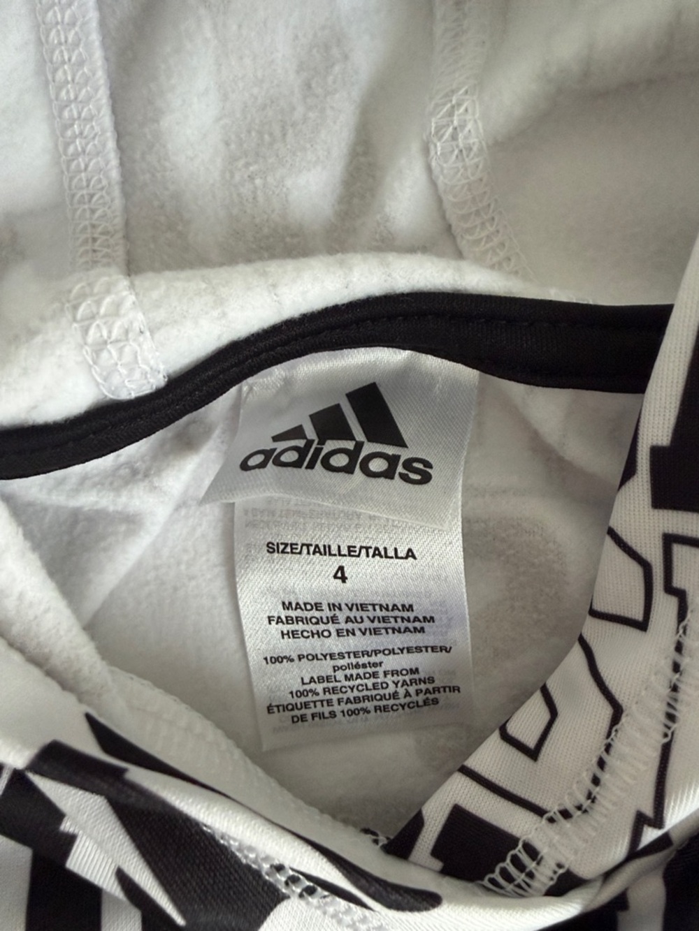 adidas White Hoodie with Black All-Over Logo Print - Picture 2 of 5